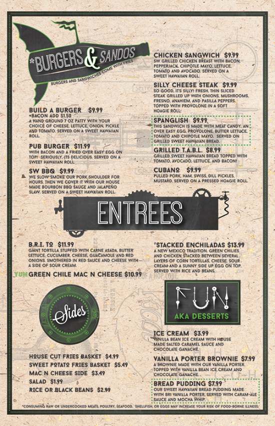 Restaurant menu design, drink list